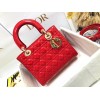 Dior Small Lady Dior Bag In Red Patent Cannage Calfskin