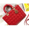 Dior Lady Dior Large Bag In Red Patent Cannage Calfskin