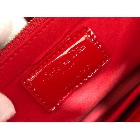 Dior Lady Dior Large Bag In Red Patent Cannage Calfskin Dior Lady Dior Large Bag In Red Patent Cannage Calfskin