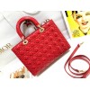 Dior Lady Dior Large Bag In Red Patent Cannage Calfskin