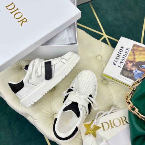 Dior Dior-ID Sneakers In White Leather with Black Strap Dior Dior-ID Sneakers In White Leather with Black Strap