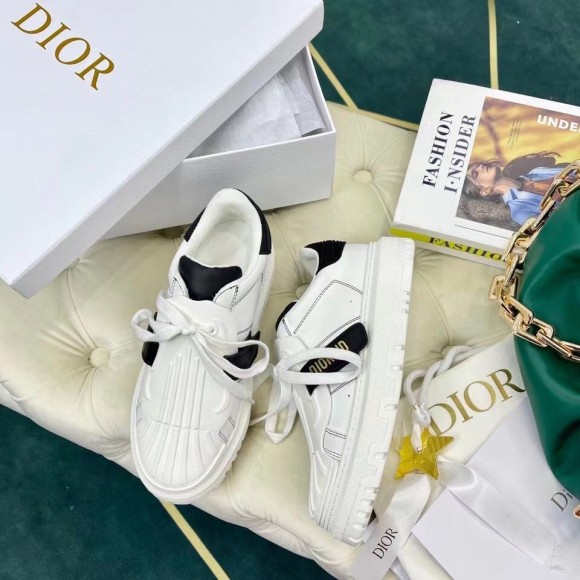 Dior Dior-ID Sneakers In White Leather with Black Strap Dior Dior-ID Sneakers In White Leather with Black Strap
