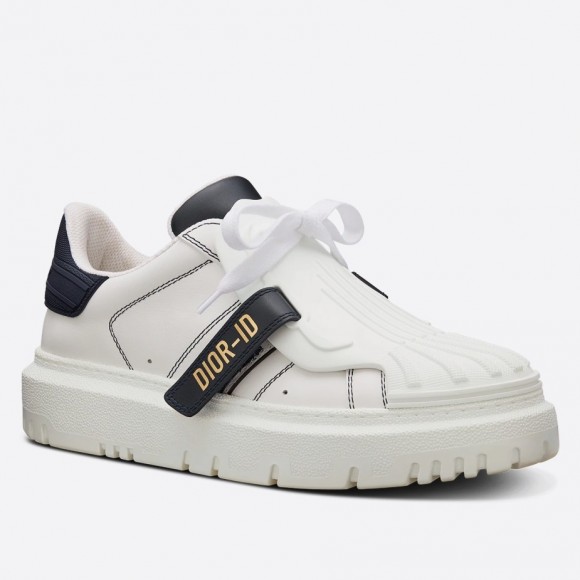 Dior Dior-ID Sneakers In White Leather with Black Strap Dior Dior-ID Sneakers In White Leather with Black Strap
