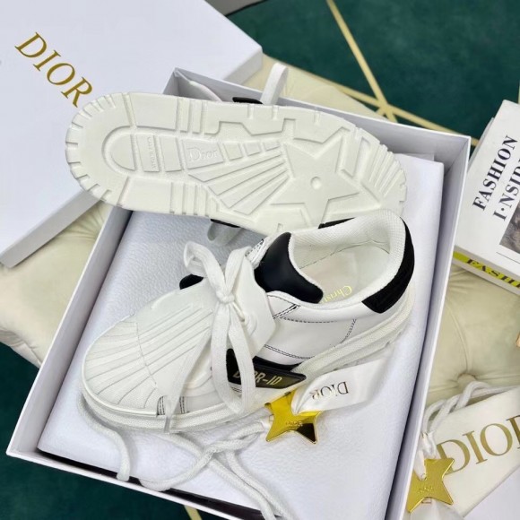 Dior Dior-ID Sneakers In White Leather with Black Strap Dior Dior-ID Sneakers In White Leather with Black Strap