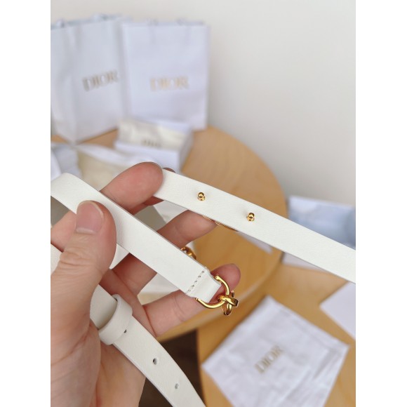 Dior Caro 15MM Belt in White Calfskin and Chain Dior Caro 15MM Belt in White Calfskin and Chain