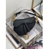 Dior Mini Saddle Bag with Strap in Black Grained Calfskin