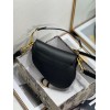 Dior Mini Saddle Bag with Strap in Black Grained Calfskin