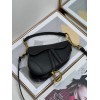 Dior Mini Saddle Bag with Strap in Black Grained Calfskin
