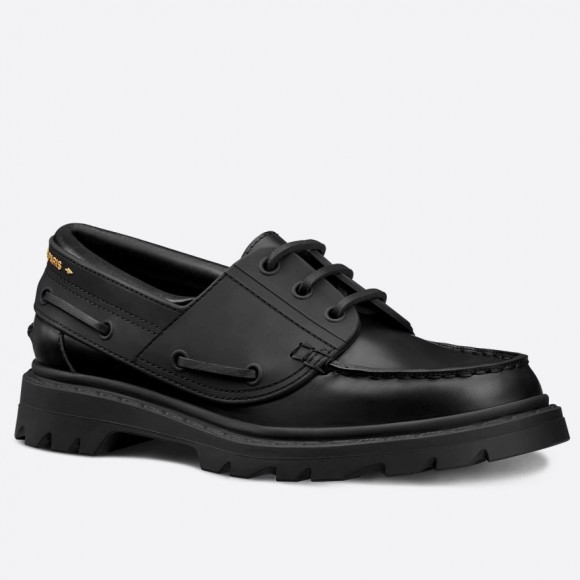 Dior Walker Boat Shoes In Black Calfskin Dior Walker Boat Shoes In Black Calfskin