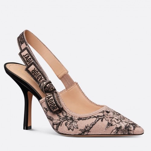 Dior J'Adior Slingback Pumps 100mm In Nude Jardin Botanique Embroidery Cotton Dior J'Adior Slingback Pumps 100mm In Nude Jardin Botanique Embroidery Cotton