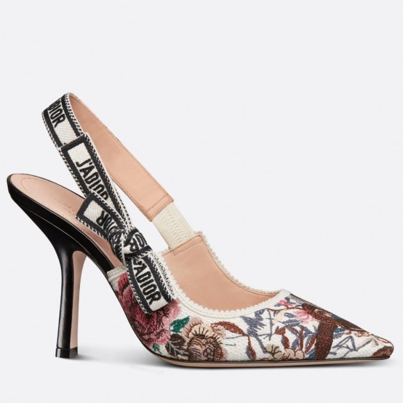 Dior J'Adior Slingback Pumps 100mm In Jardin d'Hiver Embroidered Cotton Dior J'Adior Slingback Pumps 100mm In Jardin d'Hiver Embroidered Cotton