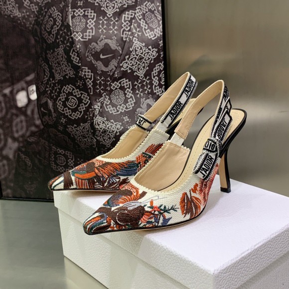 Dior J'Adior Slingback Pumps 100mm In Jardin d'Hiver Embroidered Cotton Dior J'Adior Slingback Pumps 100mm In Jardin d'Hiver Embroidered Cotton