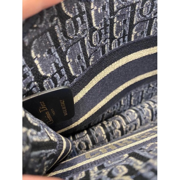 Dior Mini Book Tote Bag In Blue Velvet Oblique Embroidered Dior Mini Book Tote Bag In Blue Velvet Oblique Embroidered