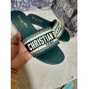 Dior Dway Slides In Green Embroidered Cotton