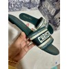 Dior Dway Slides In Green Embroidered Cotton