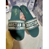 Dior Dway Slides In Green Embroidered Cotton