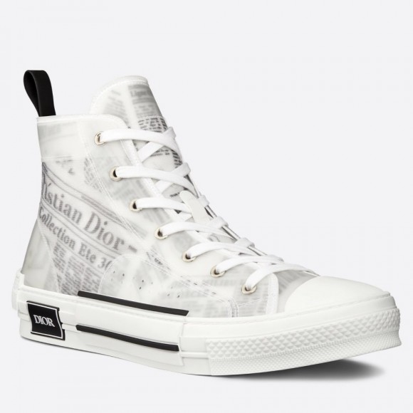Dior Men's B23 High-top Sneakers In Canvas with Newspaper Print Dior Men's B23 High-top Sneakers In Canvas with Newspaper Print