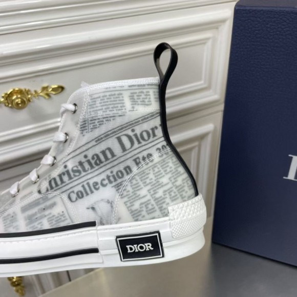 Dior Men's B23 High-top Sneakers In Canvas with Newspaper Print Dior Men's B23 High-top Sneakers In Canvas with Newspaper Print