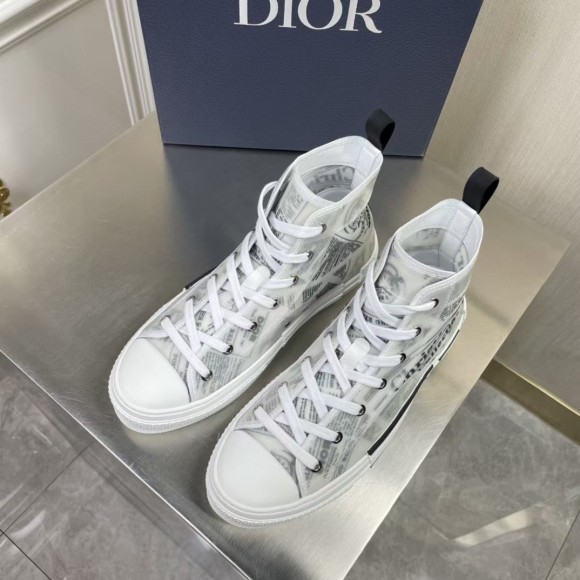 Dior Men's B23 High-top Sneakers In Canvas with Newspaper Print Dior Men's B23 High-top Sneakers In Canvas with Newspaper Print