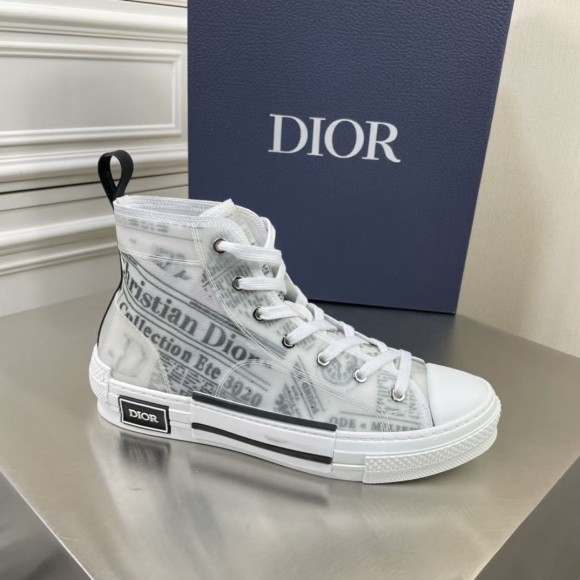 Dior Men's B23 High-top Sneakers In Canvas with Newspaper Print Dior Men's B23 High-top Sneakers In Canvas with Newspaper Print