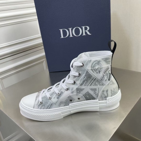 Dior Men's B23 High-top Sneakers In Canvas with Newspaper Print Dior Men's B23 High-top Sneakers In Canvas with Newspaper Print