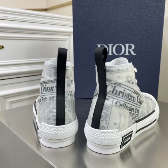 Dior Men's B23 High-top Sneakers In Canvas with Newspaper Print Dior Men's B23 High-top Sneakers In Canvas with Newspaper Print
