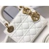 Dior Lady Dior Mini Chain Bag with Chain in White Patent Calfskin