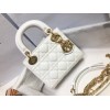 Dior Lady Dior Mini Chain Bag with Chain in White Patent Calfskin