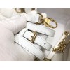 Dior Lady Dior Mini Chain Bag with Chain in White Patent Calfskin