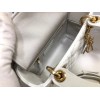 Dior Lady Dior Mini Chain Bag with Chain in White Patent Calfskin