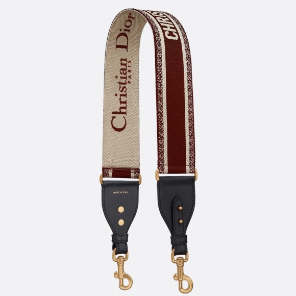 Dior Shoulder Strap in Bordeaux Embroidery Canvas Dior Shoulder Strap in Bordeaux Embroidery Canvas