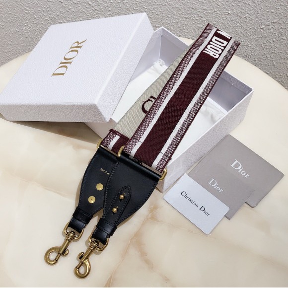 Dior Shoulder Strap in Bordeaux Embroidery Canvas Dior Shoulder Strap in Bordeaux Embroidery Canvas