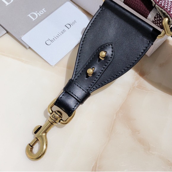 Dior Shoulder Strap in Bordeaux Embroidery Canvas Dior Shoulder Strap in Bordeaux Embroidery Canvas