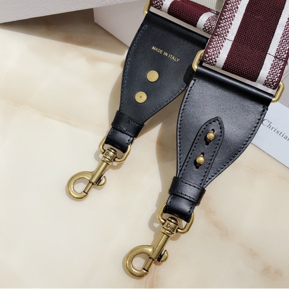 Dior Shoulder Strap in Bordeaux Embroidery Canvas Dior Shoulder Strap in Bordeaux Embroidery Canvas