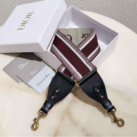 Dior Shoulder Strap in Bordeaux Embroidery Canvas Dior Shoulder Strap in Bordeaux Embroidery Canvas
