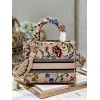 Dior Lady D-Lite Medium Bag In Beige Raffia Embroidered with Dior Petites Fleurs