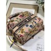 Dior Lady D-Lite Medium Bag In Beige Raffia Embroidered with Dior Petites Fleurs