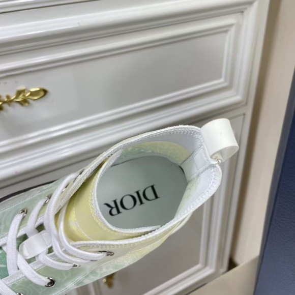 Dior Men's B23 High-top Sneakers with Green and Yellow Print Dior Men's B23 High-top Sneakers with Green and Yellow Print