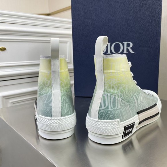 Dior Men's B23 High-top Sneakers with Green and Yellow Print Dior Men's B23 High-top Sneakers with Green and Yellow Print