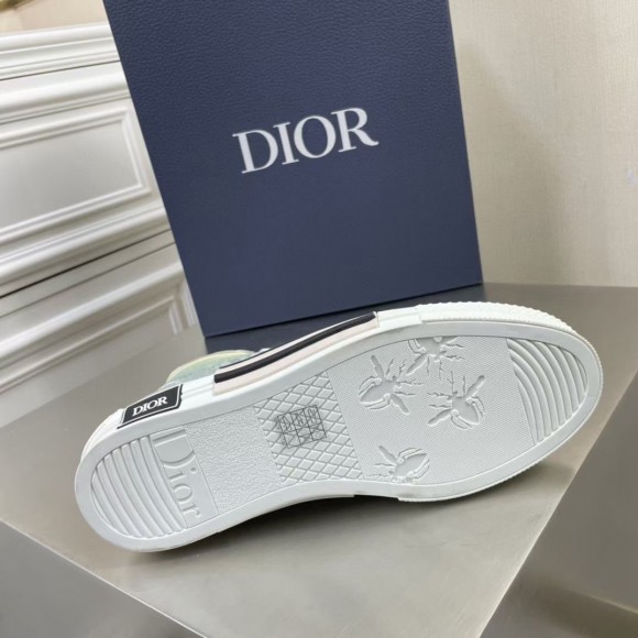Dior Men's B23 High-top Sneakers with Green and Yellow Print Dior Men's B23 High-top Sneakers with Green and Yellow Print
