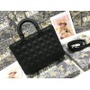 Dior Lady Dior Large Bag In Black Ultramatte Cannage Calfskin