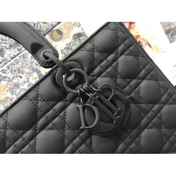 Dior Lady Dior Large Bag In Black Ultramatte Cannage Calfskin Dior Lady Dior Large Bag In Black Ultramatte Cannage Calfskin