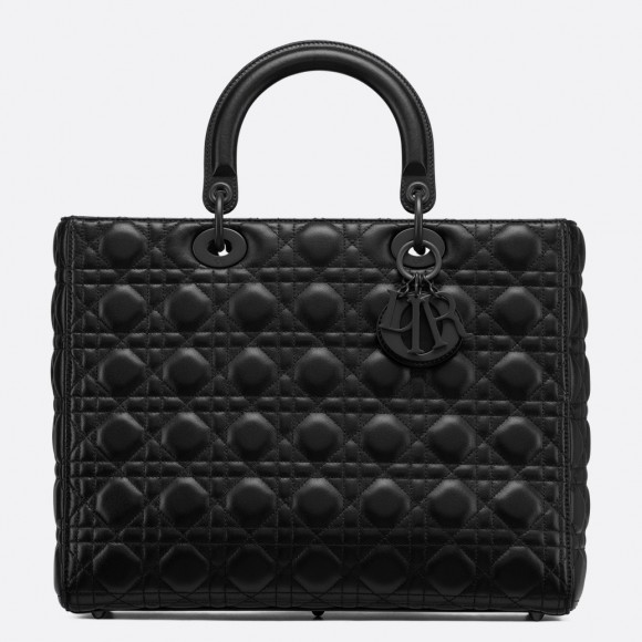 Dior Lady Dior Large Bag In Black Ultramatte Cannage Calfskin Dior Lady Dior Large Bag In Black Ultramatte Cannage Calfskin