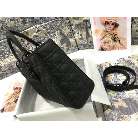 Dior Lady Dior Large Bag In Black Ultramatte Cannage Calfskin Dior Lady Dior Large Bag In Black Ultramatte Cannage Calfskin