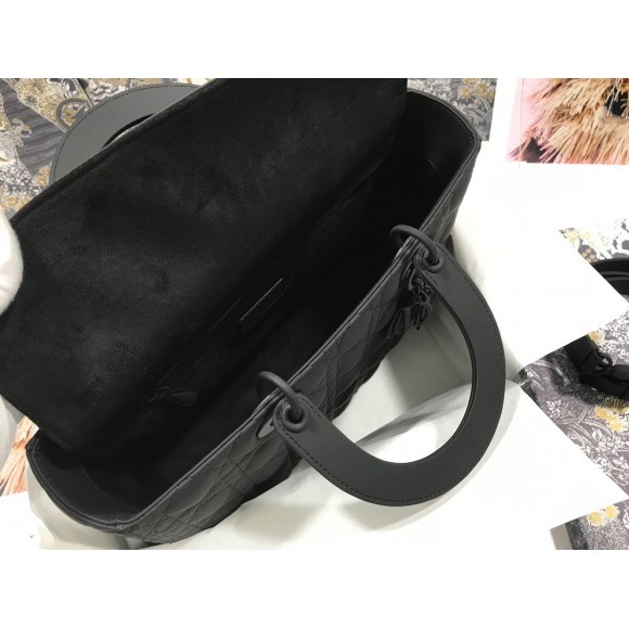 Dior Lady Dior Large Bag In Black Ultramatte Cannage Calfskin Dior Lady Dior Large Bag In Black Ultramatte Cannage Calfskin