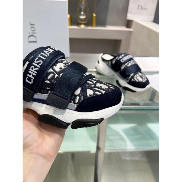 Dior D-Wander Open Back Sneakers In Blue Oblique Fabric Dior D-Wander Open Back Sneakers In Blue Oblique Fabric