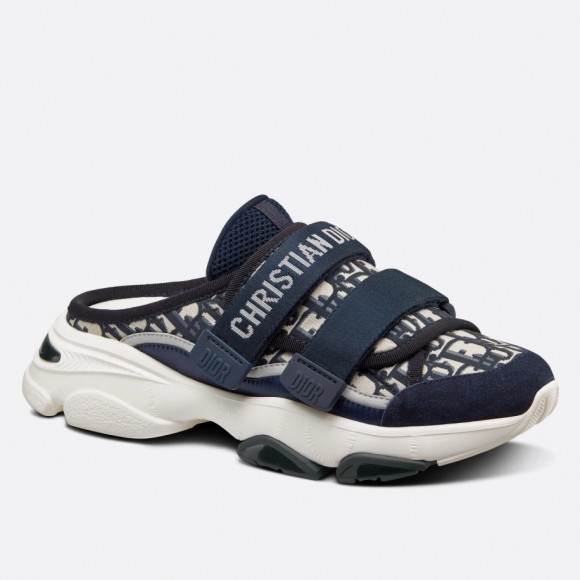 Dior D-Wander Open Back Sneakers In Blue Oblique Fabric Dior D-Wander Open Back Sneakers In Blue Oblique Fabric
