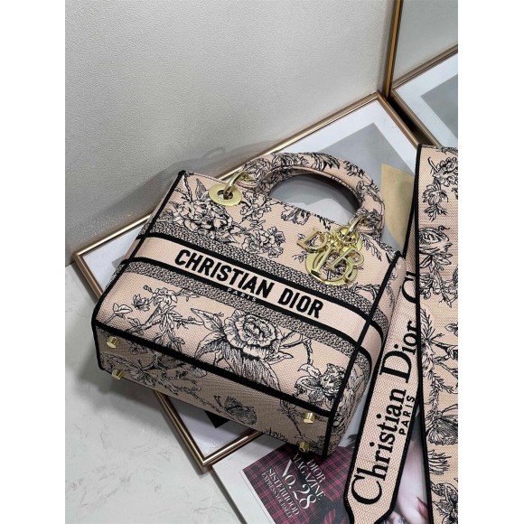 Dior Lady D-Lite Medium Bag In Powder Jardin Botanique Embroidery Dior Lady D-Lite Medium Bag In Powder Jardin Botanique Embroidery