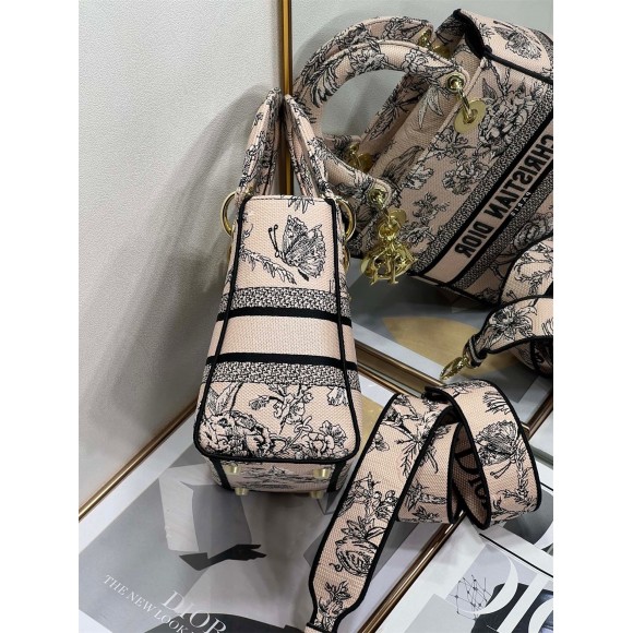 Dior Lady D-Lite Medium Bag In Powder Jardin Botanique Embroidery Dior Lady D-Lite Medium Bag In Powder Jardin Botanique Embroidery