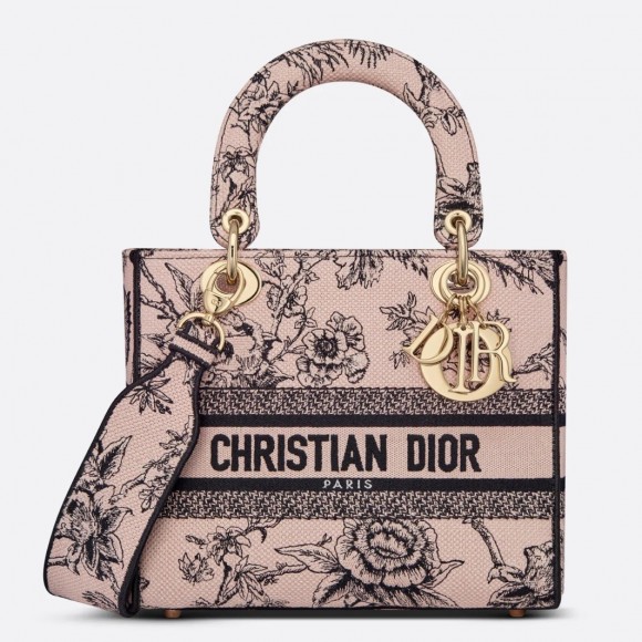 Dior Lady D-Lite Medium Bag In Powder Jardin Botanique Embroidery Dior Lady D-Lite Medium Bag In Powder Jardin Botanique Embroidery